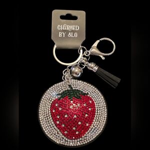 Strawberry Rhinestone Bag Charm / Keychain